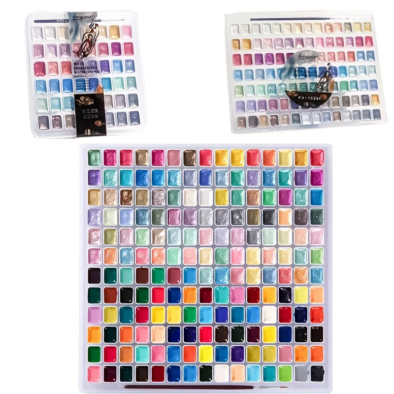 Shimmer Watercolor Paint Set, Glitter Metallic Watercolour Painting Sets, Solid Pearl Water Color Paints for Artists, Amateur Hobbyists and Painting