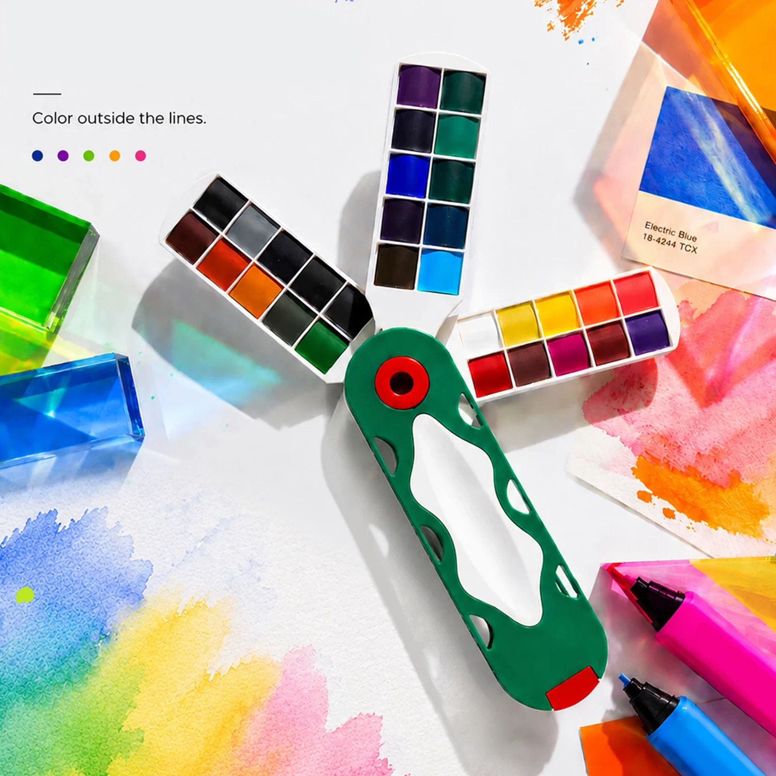 SeamiArt 20/30/40 Colors Dopamine Fan Shaped Solid Watercolor Set With 1pc Water Brush Pen for Painting