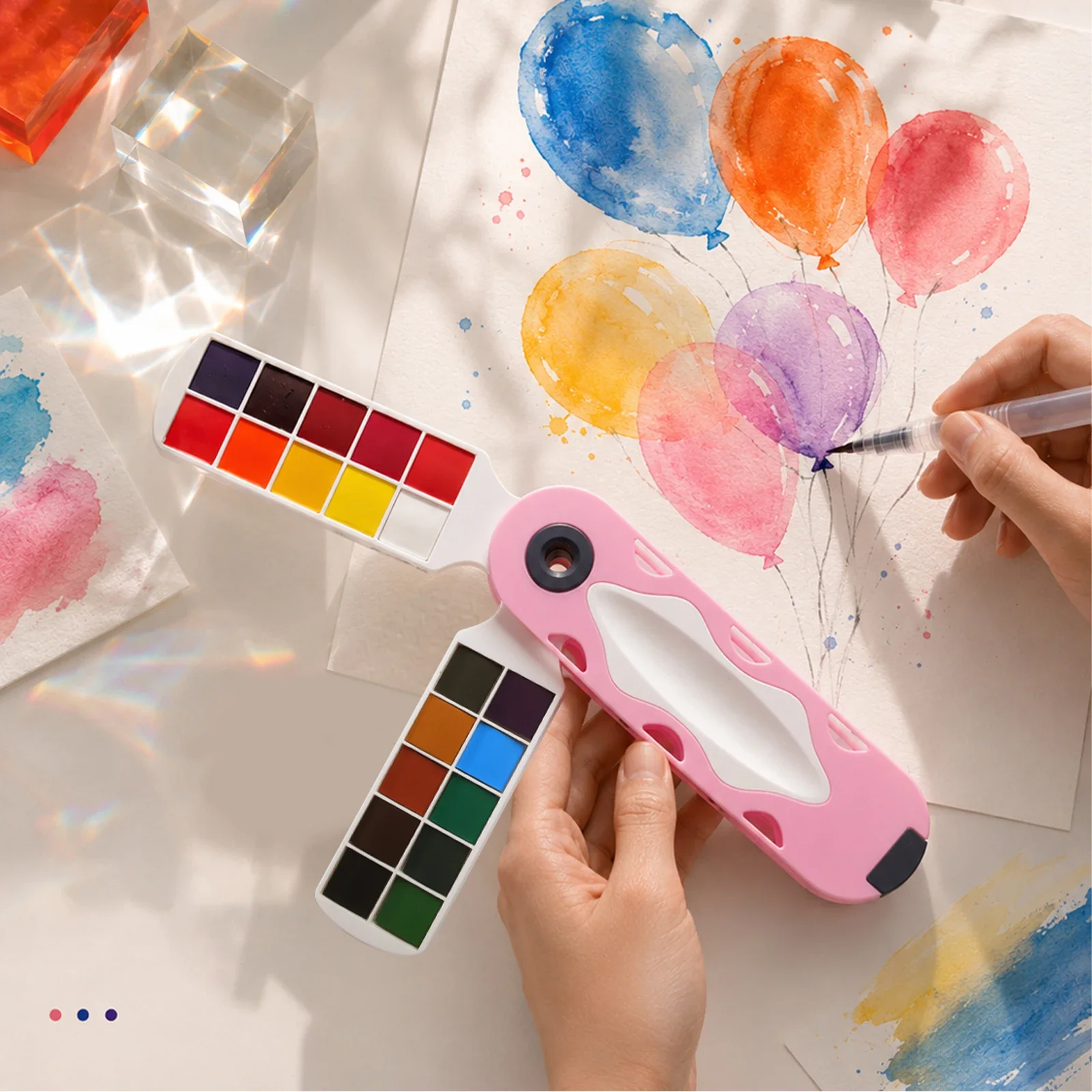 SeamiArt 20/30/40 Colors Dopamine Fan Shaped Solid Watercolor Set With 1pc Water Brush Pen for Painting