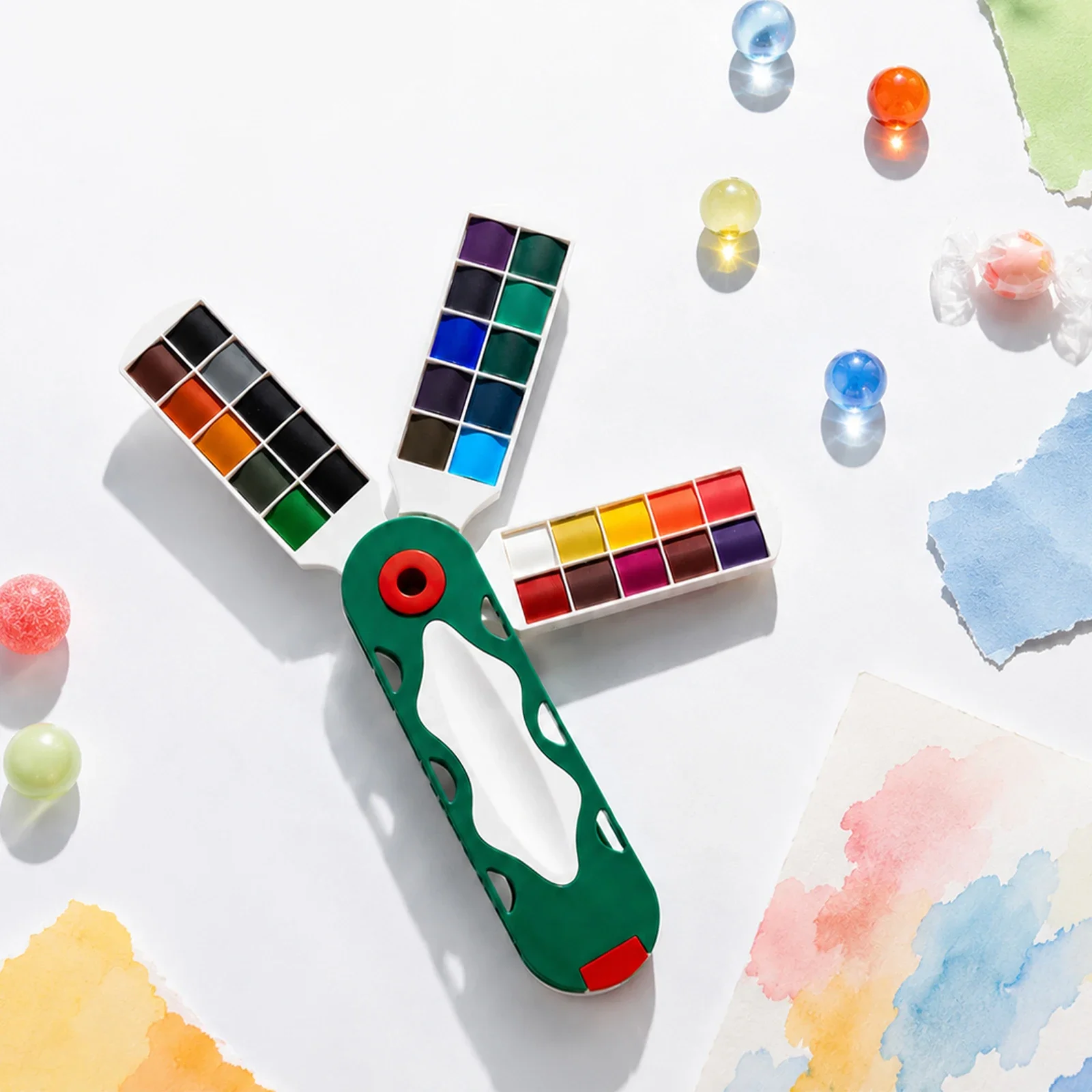 SeamiArt 20/30/40 Colors Dopamine Fan Shaped Solid Watercolor Set With 1pc Water Brush Pen for Painting
