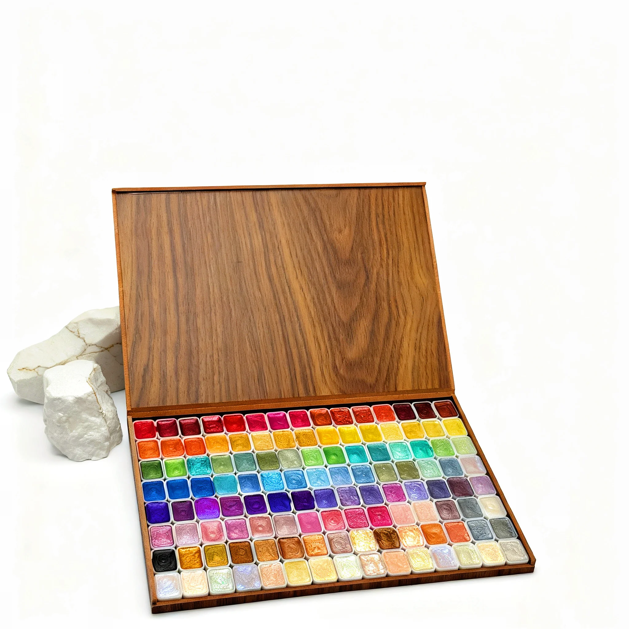 Glitter Watercolor Paints Set, 120 Colors Watercolor Paint, Wooden Box, for Professional, Artists, Illustrations, Drawing